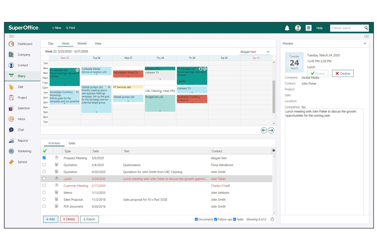 SuperOffice CRM screenshot - 15 migliori alternative a Bitrix24 per il 2026
