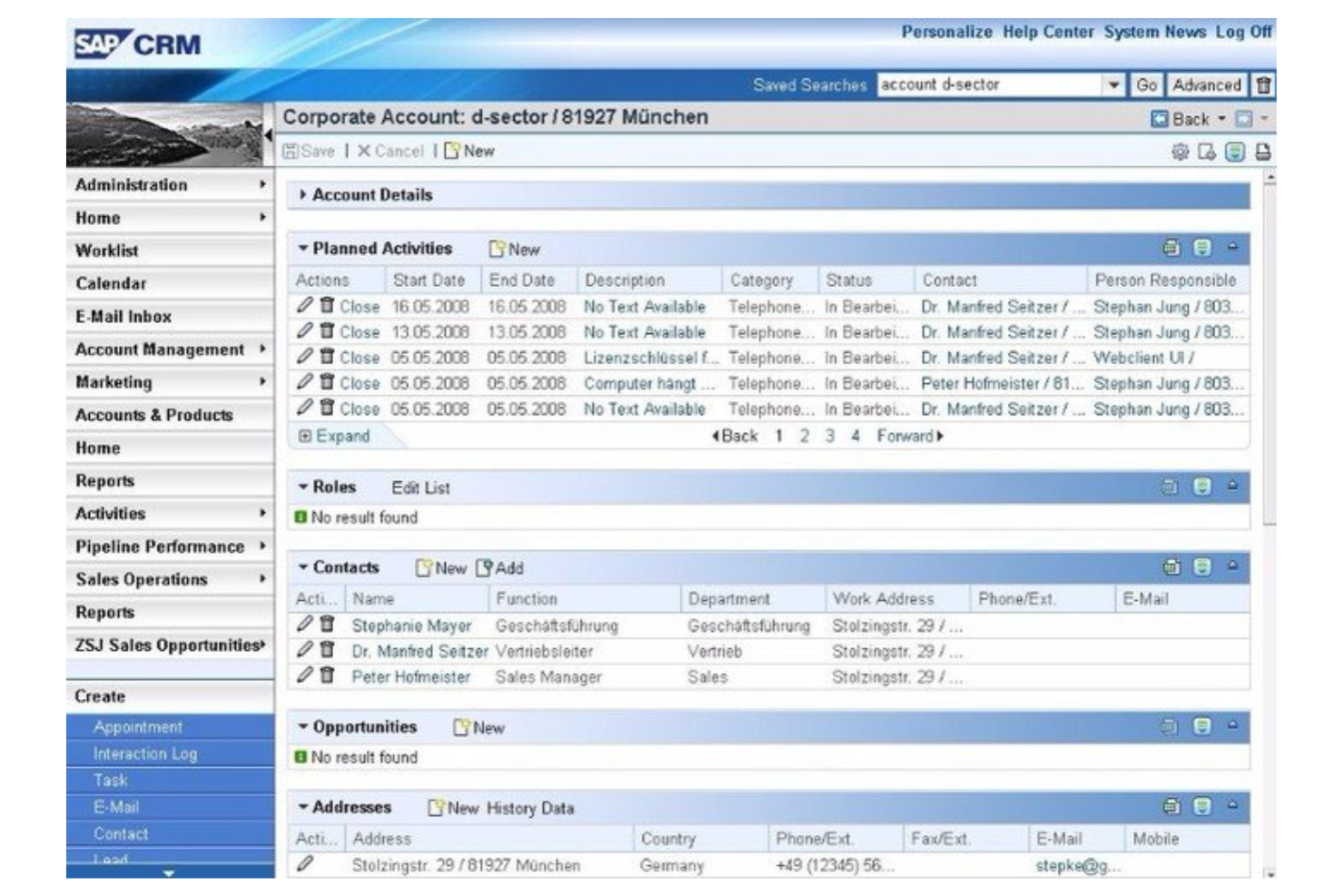 SAP CRM screenshot - 15 mejores alternativas a Bitrix24 para 2026