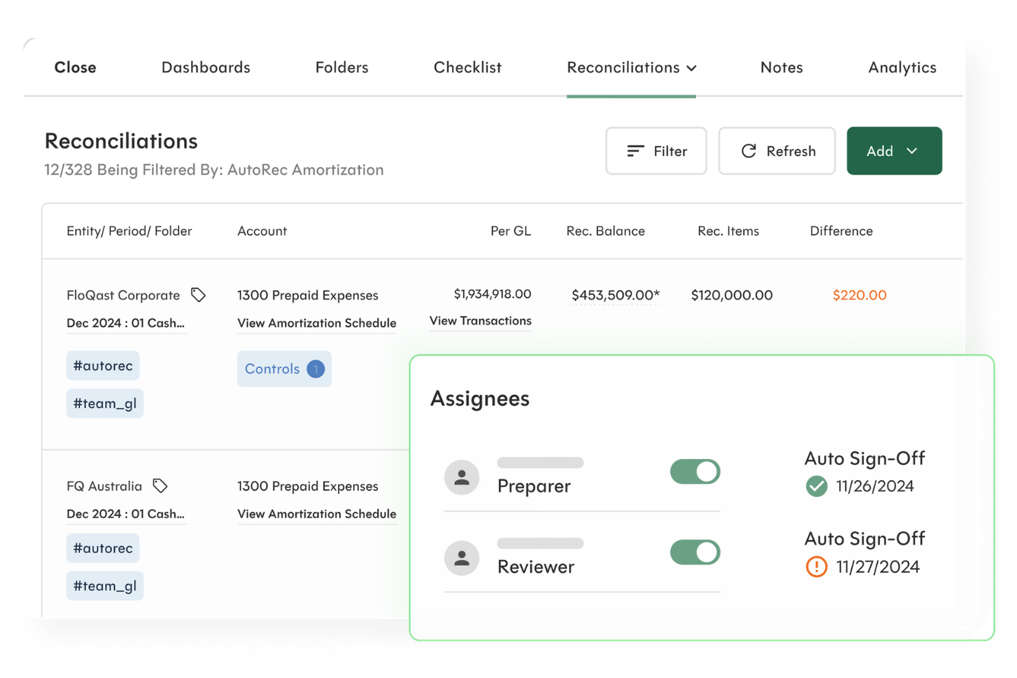 FloQast screenshot - 13 Mejores Software de Conciliación de Tarjetas de Crédito en 2026