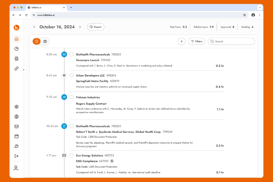 Billables AI screenshot - Le 10 Migliori Software di Fatturazione con Intelligenza Artificiale Recensiti nel 2026
