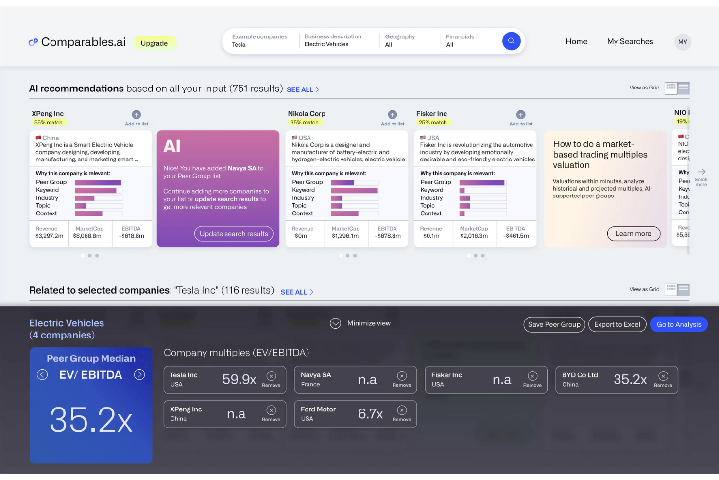 Comparables.ai screenshot - 10 Mejores Programas para Valoración de Empresas en 2026