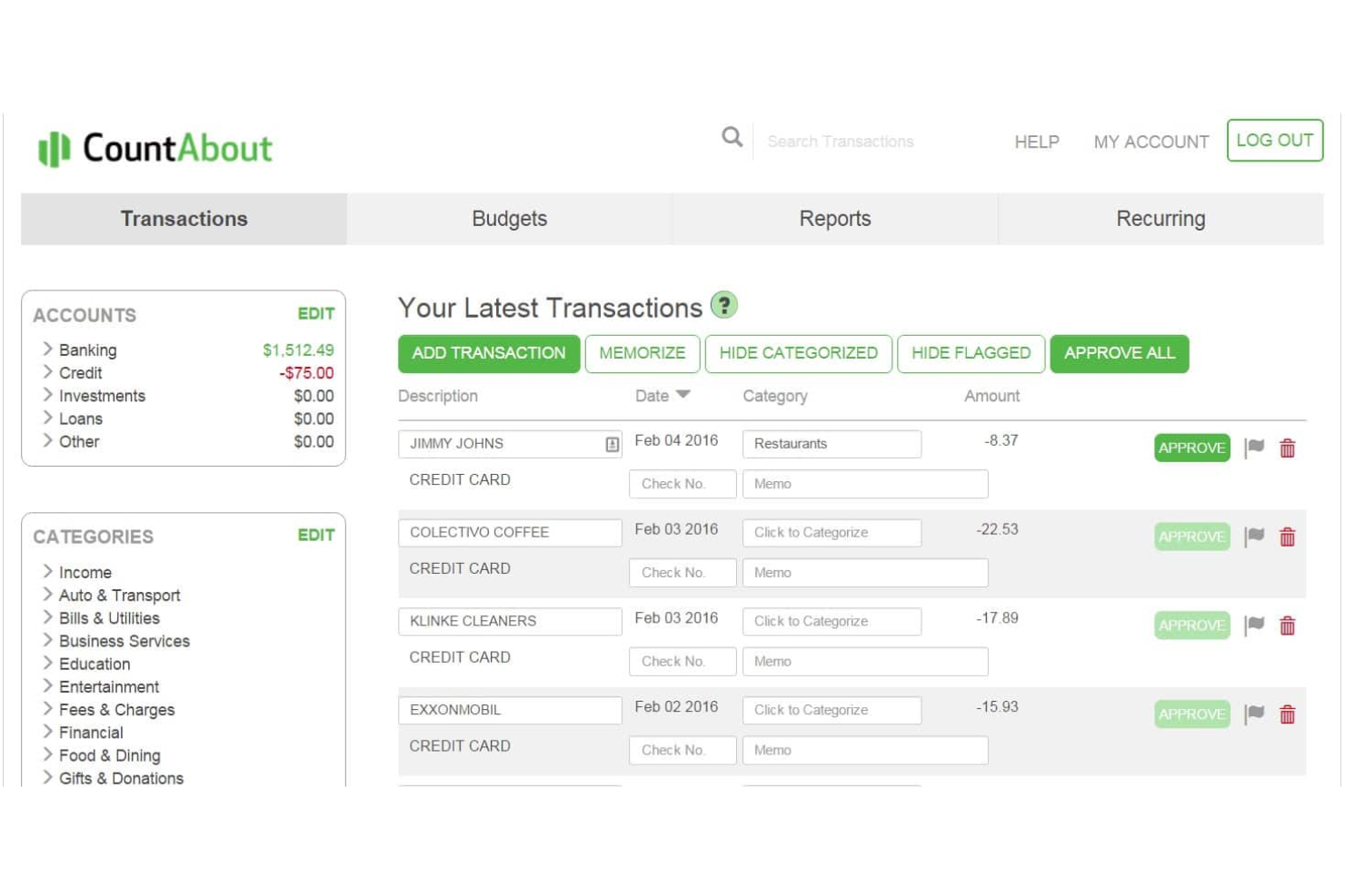 CountAbout screenshot - 10 mejores alternativas a YNAB seleccionadas para 2026
