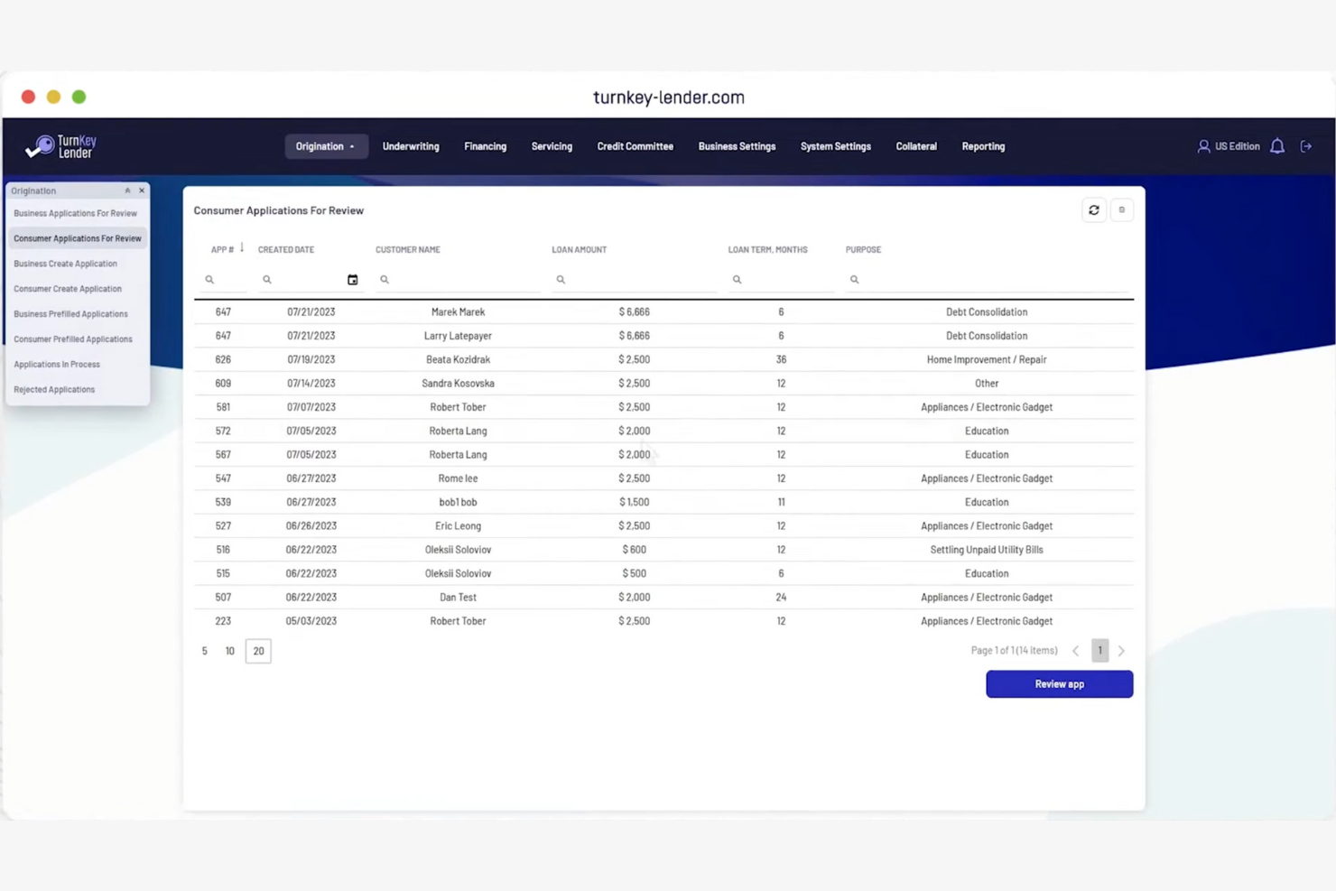 TurnKey Lender screenshot - 14 mejores programas para préstamos en 2026