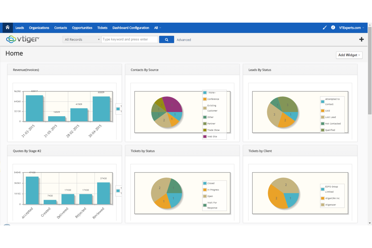 Vtiger screenshot - 10 alternative a Zoho CRM per il 2026
