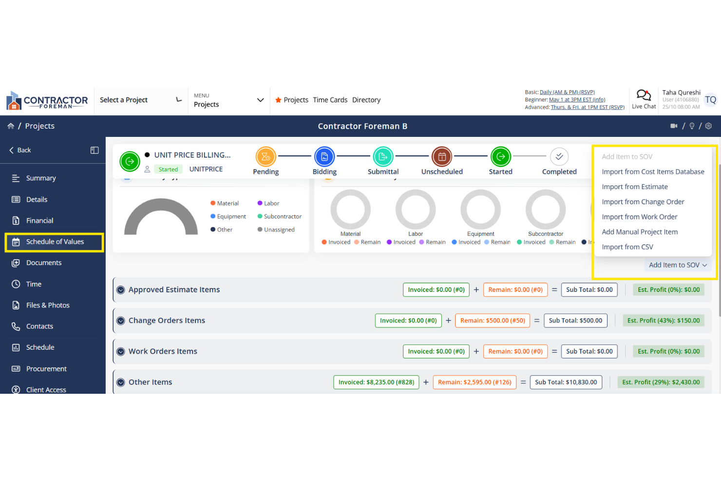 Contractor Foreman screenshot - 10 Strumenti per Monitorare le Spese di Costruzione nel 2026