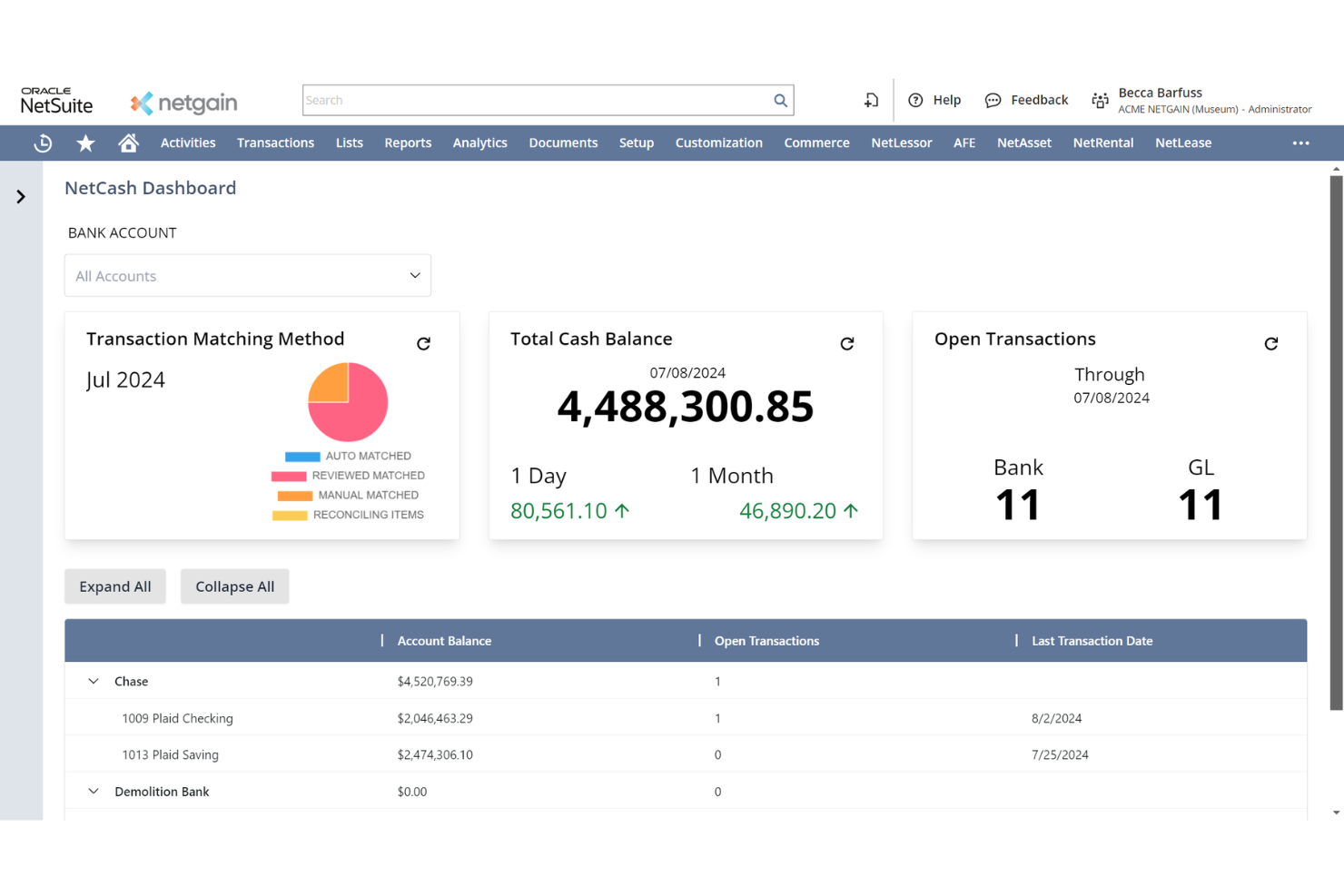 NetCash screenshot - I 13 migliori software di riconciliazione delle carte di credito nel 2026