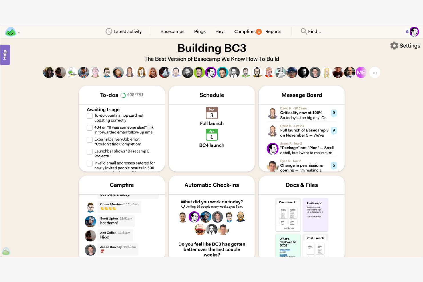 Basecamp screenshot - 10 alternative a ClickUp nel 2026 per la gestione di progetti e attività