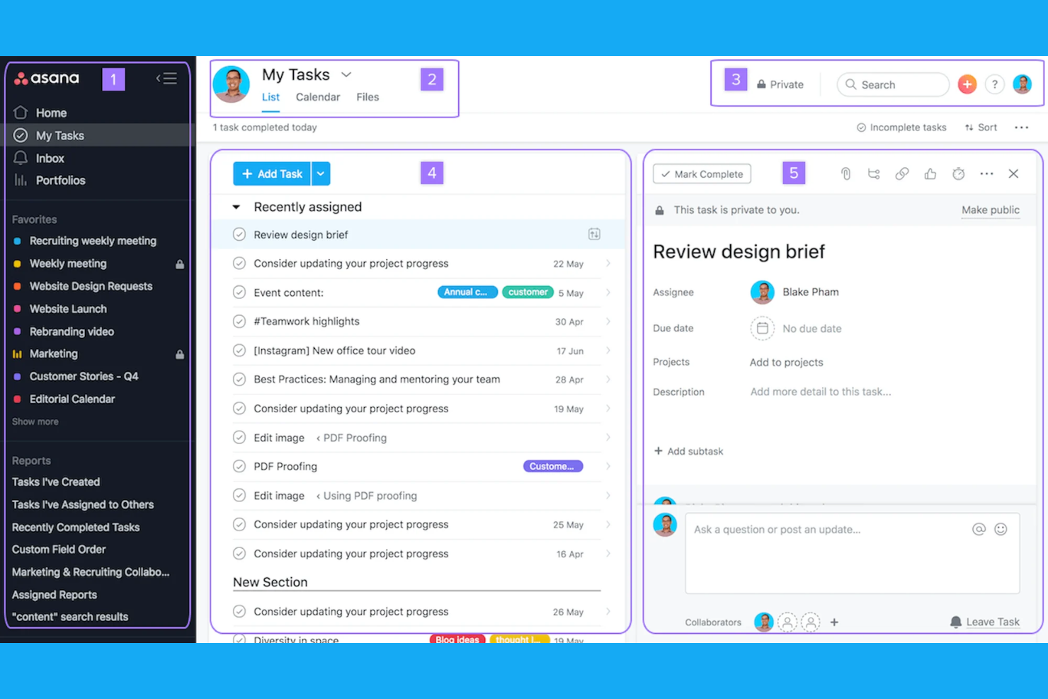 Asana screenshot - 10 Alternativas a Wrike para 2026