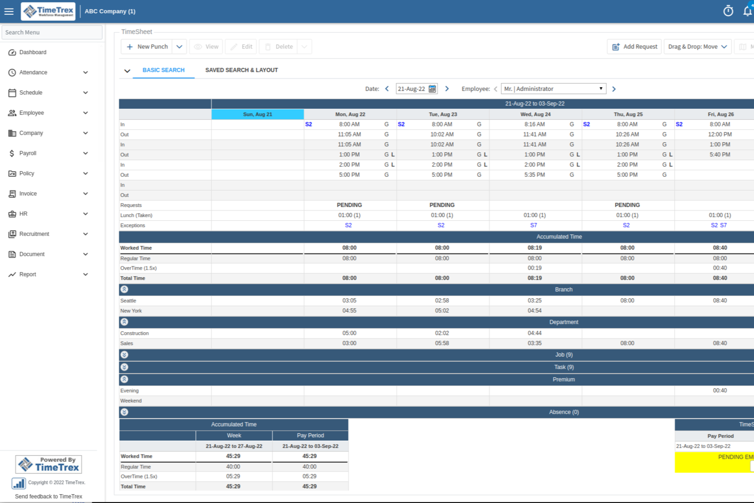 TimeTrex screenshot - 10 alternative a Rippling per il 2026