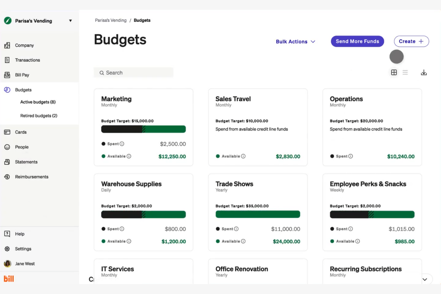 BILL Spend &amp; Expense screenshot - Le 10 migliori alternative a Expensify recensite nel 2026