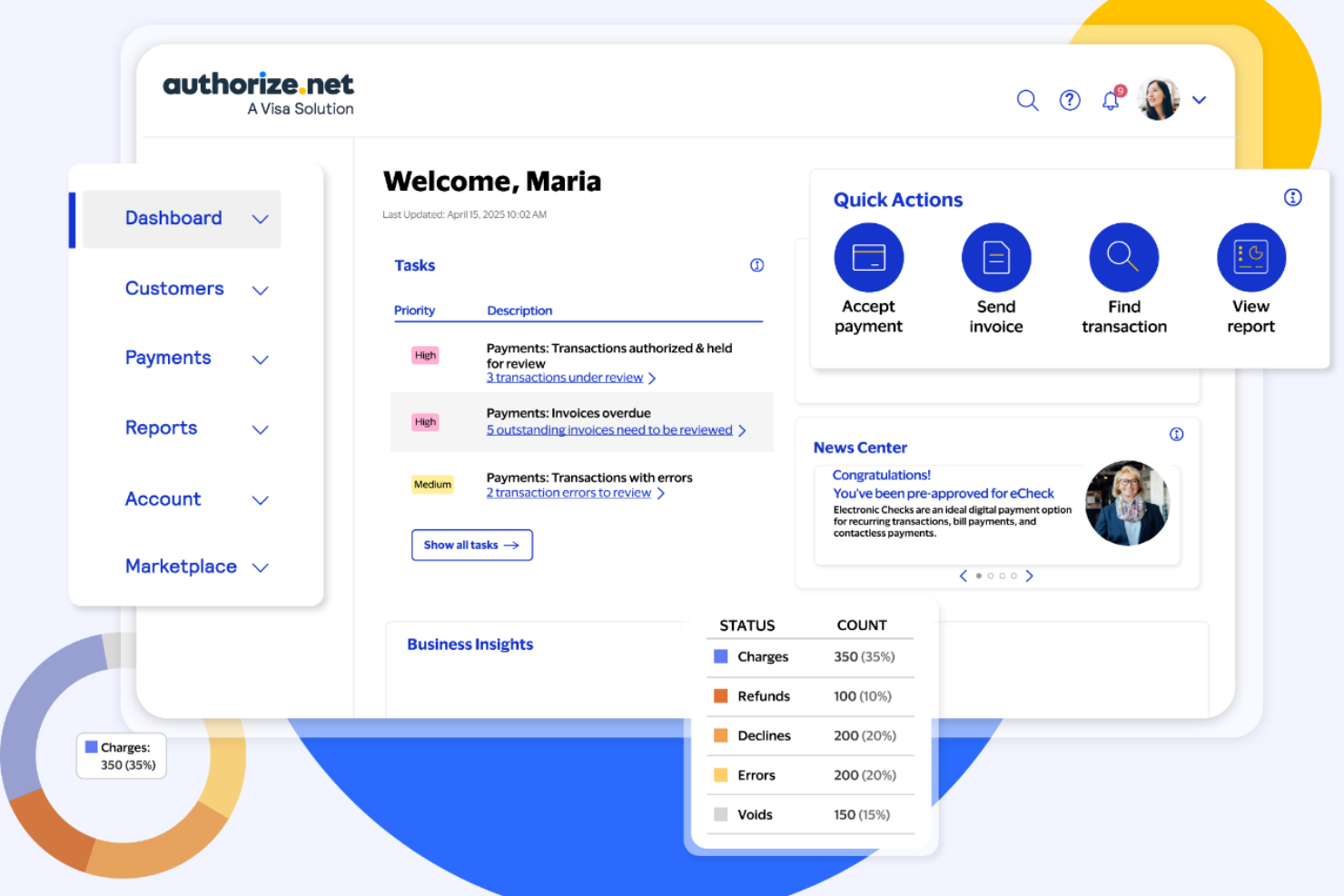 Authorize.net screenshot - 10 Mejores Soluciones de Pago Integradas Analizadas en 2026