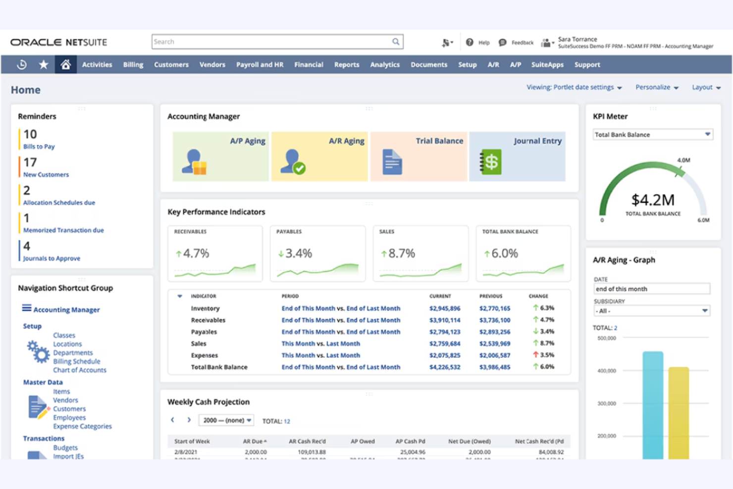 NetSuite Cloud Accounting screenshot - 10 Mejores Software de Análisis Financiero para Contadores Revisados en 2026