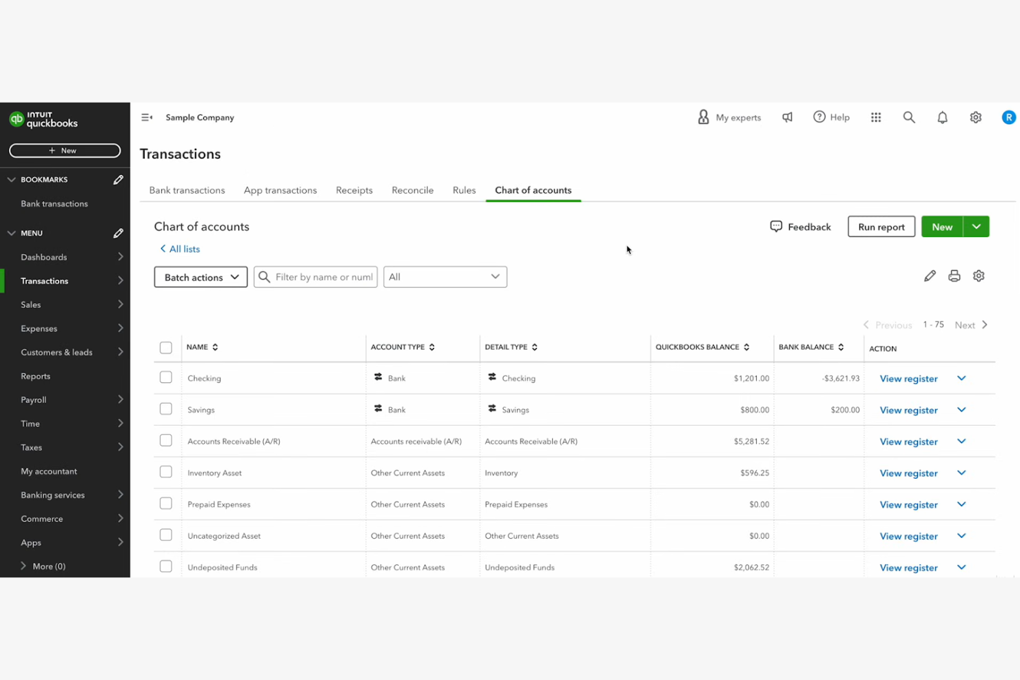 QuickBooks screenshot - Los 10 mejores programas de facturación y programación revisados en 2026