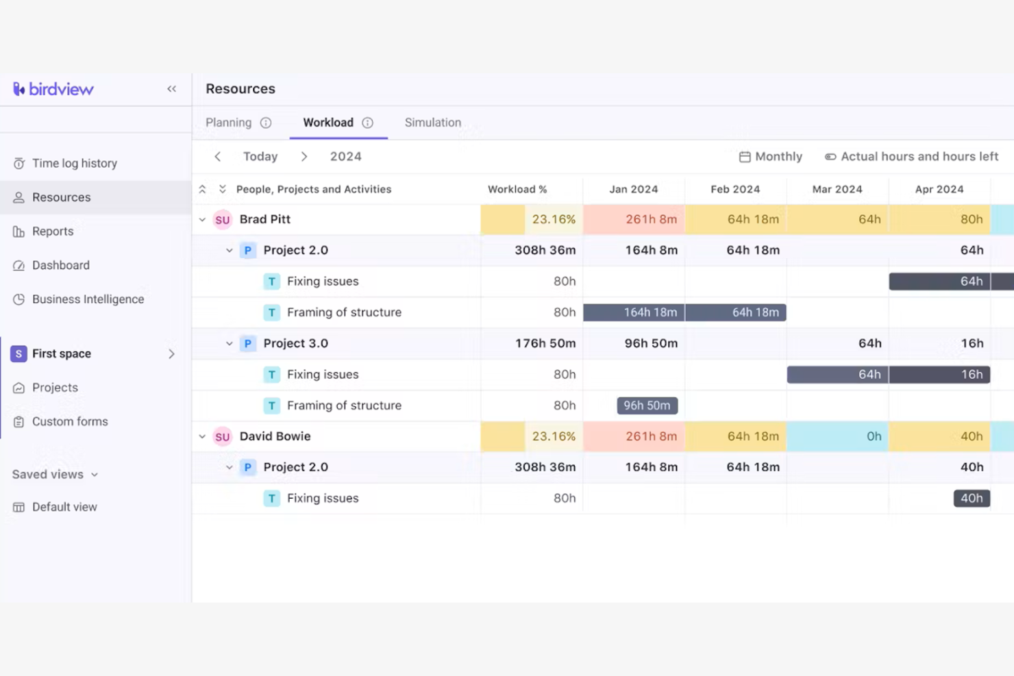Birdview PSA screenshot - I 10 migliori software per la gestione del budget di progetto che ho provato nel 2026