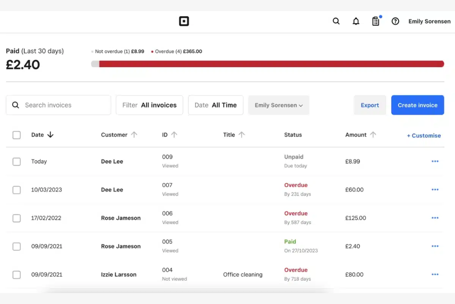 Square screenshot - Le 10 migliori soluzioni software per pianificazione e fatturazione recensite nel 2026