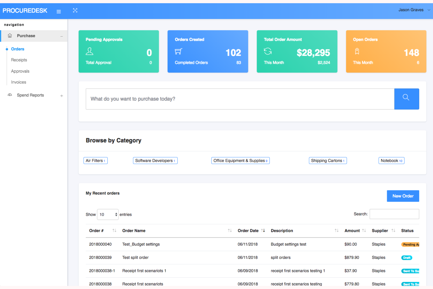 ProcureDesk screenshot - 10 mejores programas de compras con IA analizados en 2026