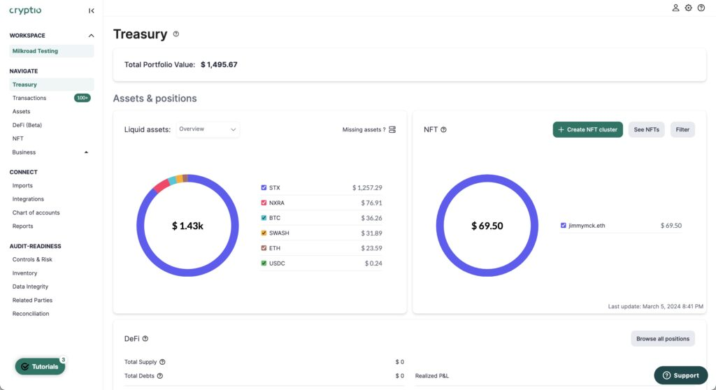Cryptio screenshot - 10 Mejores Programas de Contabilidad de Cadena de Bloques Analizados en 2026
