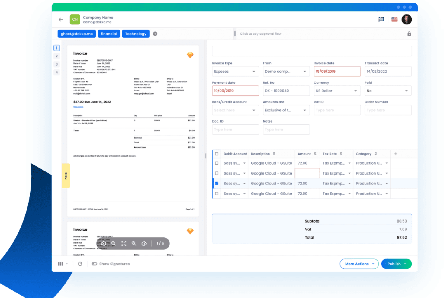 DOKKA screenshot - Le 10 migliori soluzioni di software di contabilità SaaS recensite nel 2026