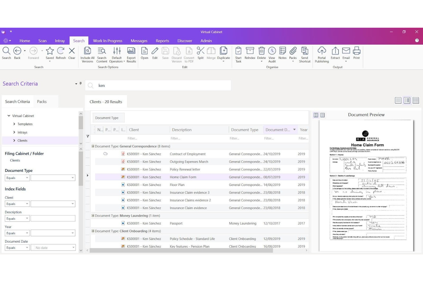 Virtual Cabinet screenshot - I 10 migliori software di gestione documentale per la contabilità per il 2026