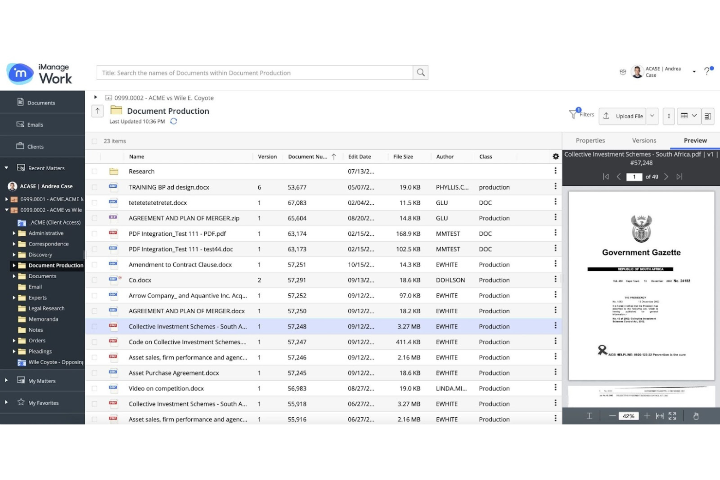 iManage screenshot - I 10 migliori software di gestione documentale per la contabilità per il 2026