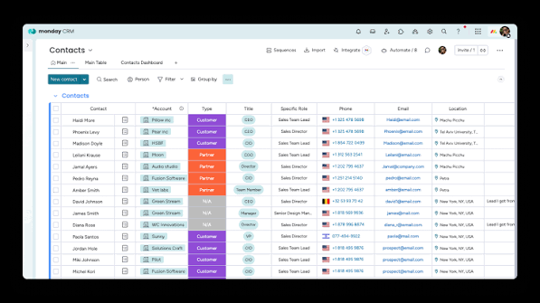 monday CRM screenshot - 10 Migliori CRM Finanziari Recensiti nel 2026