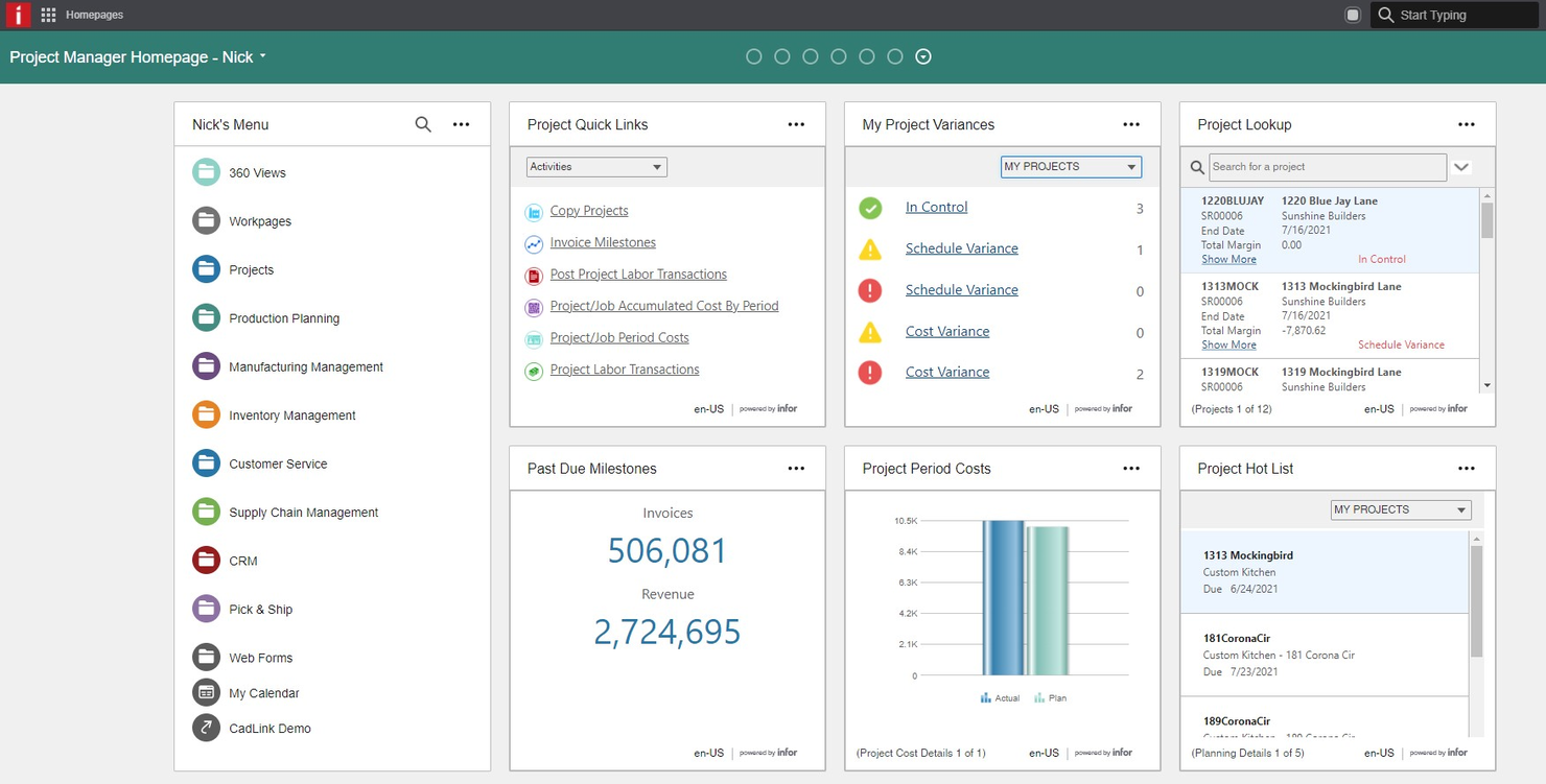 Infor CloudSuite screenshot - 10 mejores software ERP para ecommerce analizados en 2026