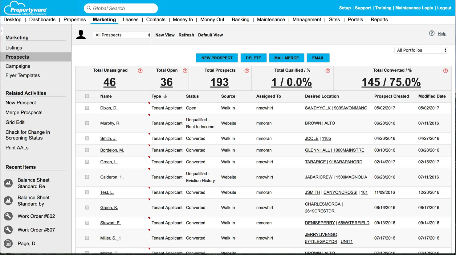 PropertyWare screenshot - 10 Mejores Software ERP de Gestión de Propiedades Revisados en 2026