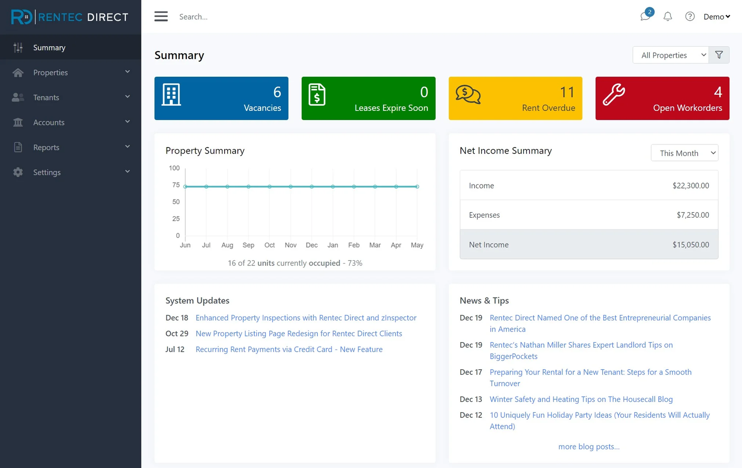 Rentec Direct screenshot - I 10 migliori software ERP per la gestione immobiliare recensiti nel 2026