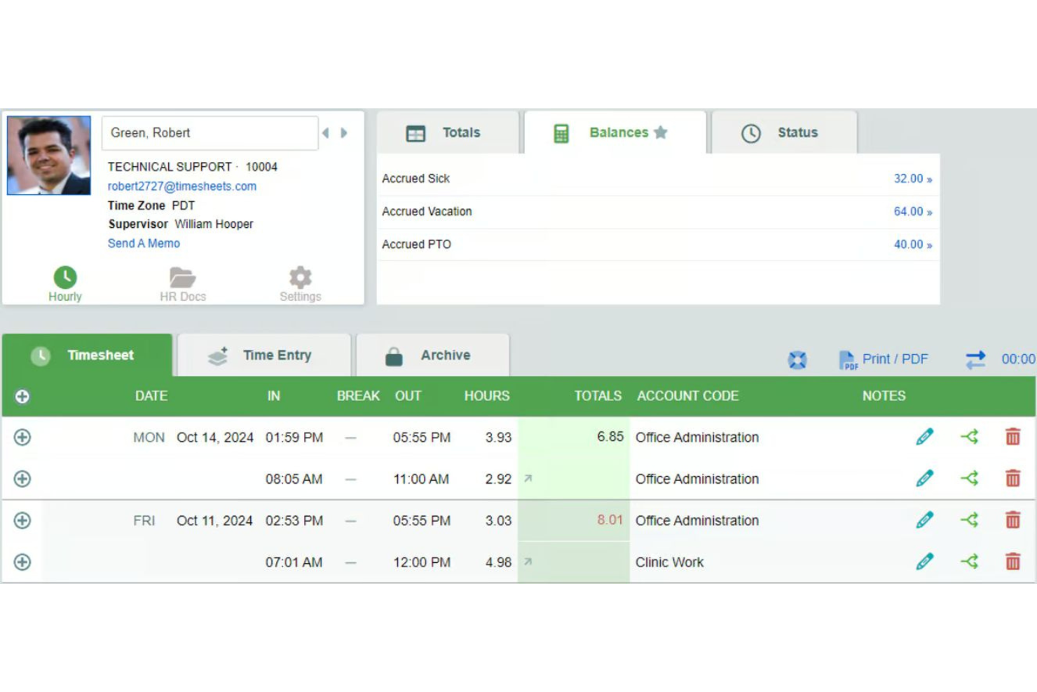 Timesheets.com screenshot - Los 10 mejores programas gratuitos para el seguimiento de gastos en 2026