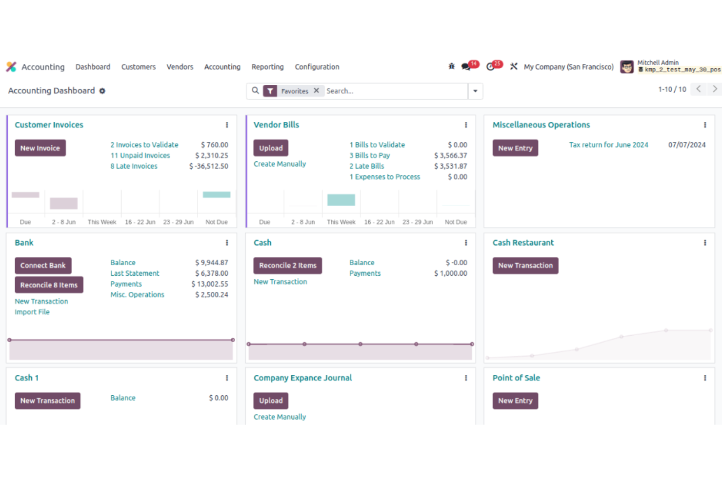 Odoo screenshot - 10 Mejores Programas de Contabilidad Escolar Analizados en 2026
