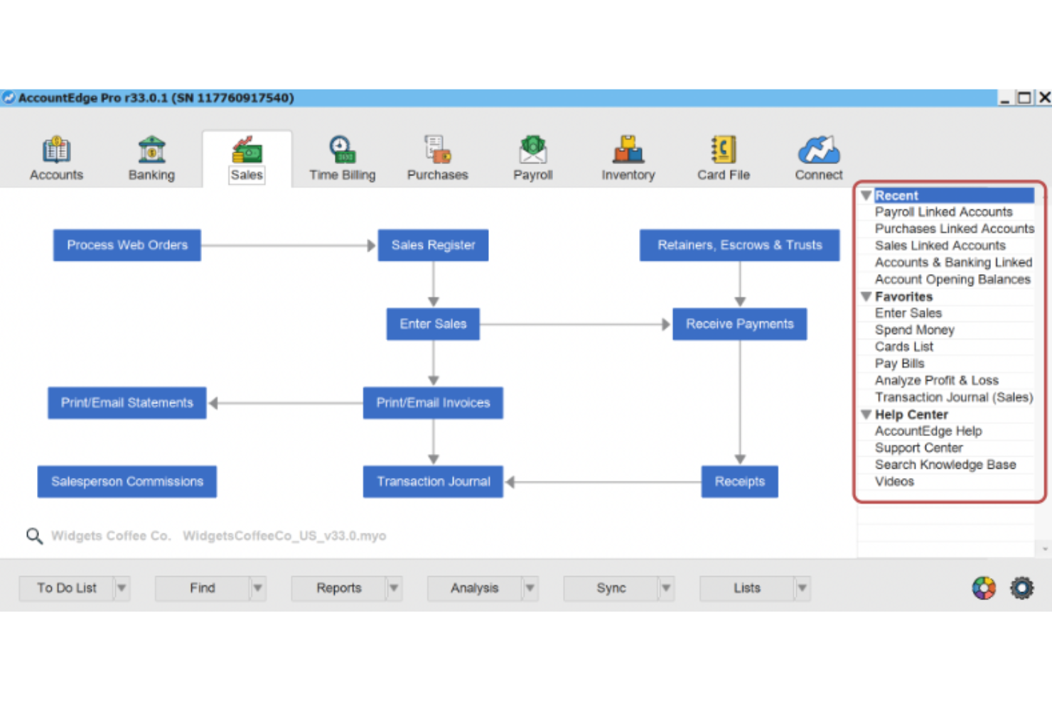 AccountEdge screenshot - I 10 migliori software di contabilità scolastica recensiti nel 2026
