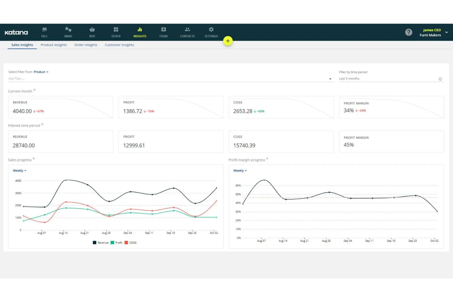 Katana screenshot - 10 Mejores Alternativas a NetSuite Revisadas en 2026