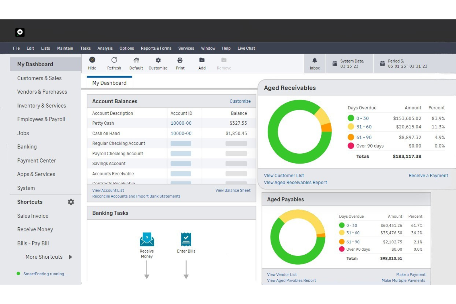 Sage 50 Accounting screenshot - Los 10 Mejores Programas de Contabilidad para Ventas Directas Revisados en 2026