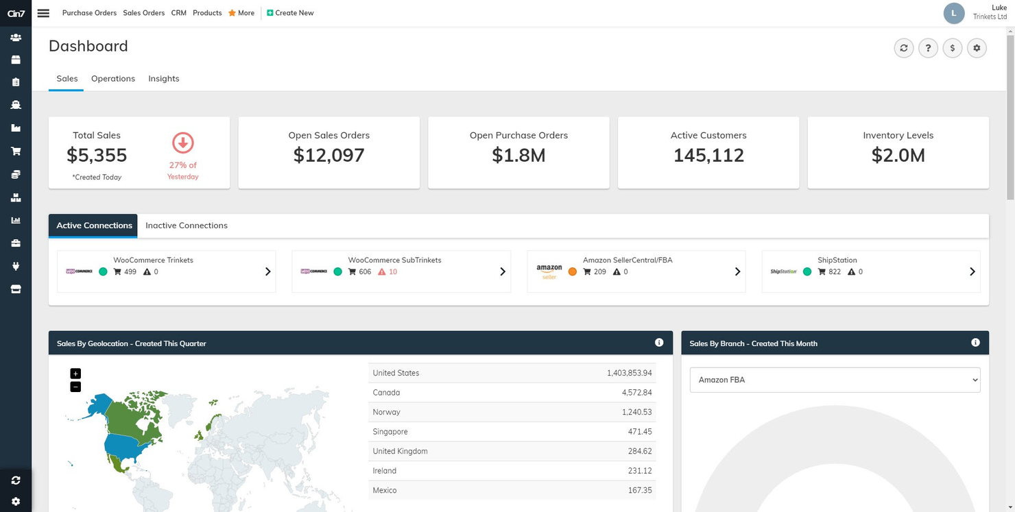 Cin7 screenshot - Las 10 Mejores Soluciones de Software de Contabilidad de Inventarios Analizadas en 2026