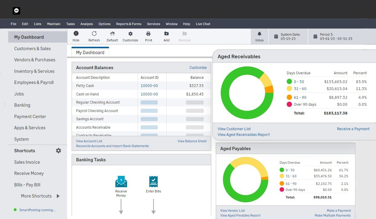 Sage 50cloud screenshot - Le 10 migliori soluzioni di software contabile per la gestione dell’inventario nel 2026