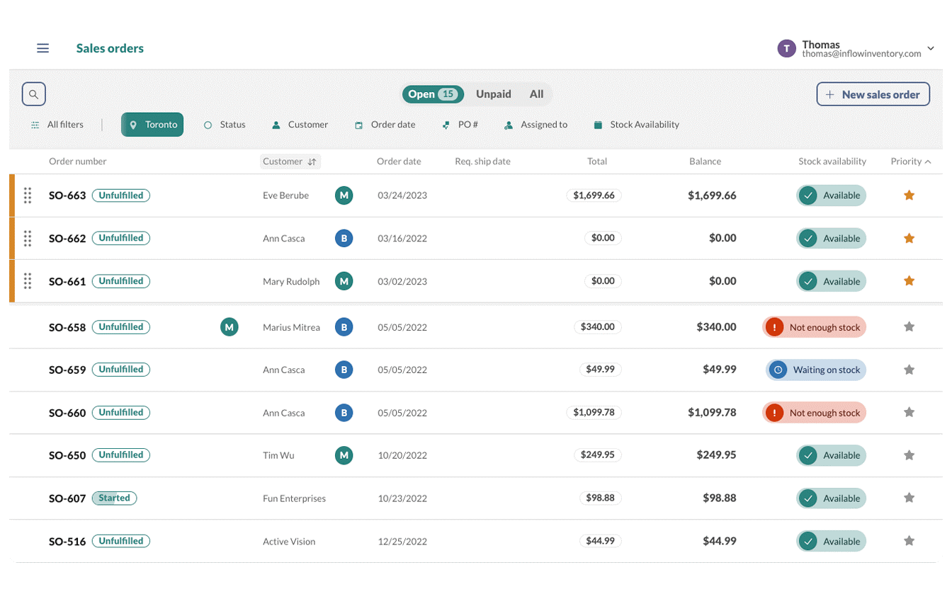 inFlow Inventory screenshot - Le 10 migliori soluzioni di software contabile per la gestione dell’inventario nel 2026