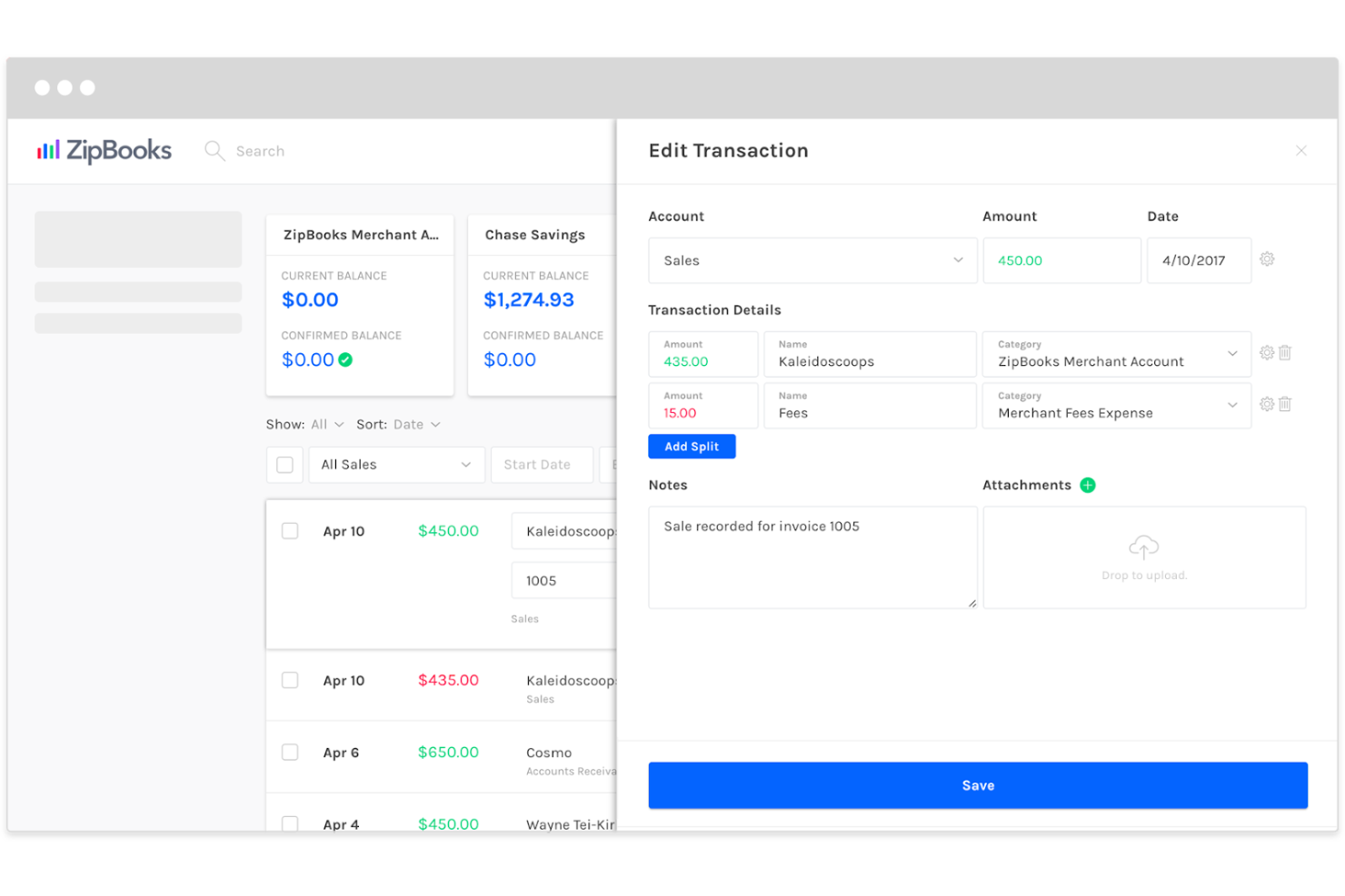 ZipBooks screenshot - 10 Migliori Alternative a Xero Recensite per il 2026