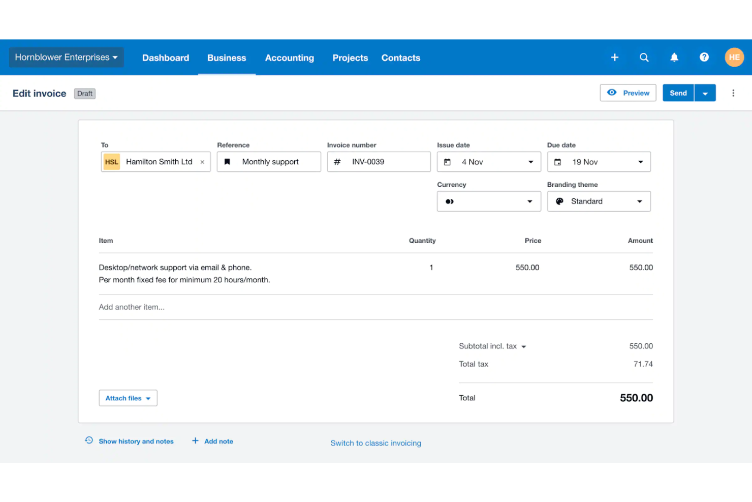Xero screenshot - Le 10 migliori soluzioni di software di contabilità per PC recensite nel 2026