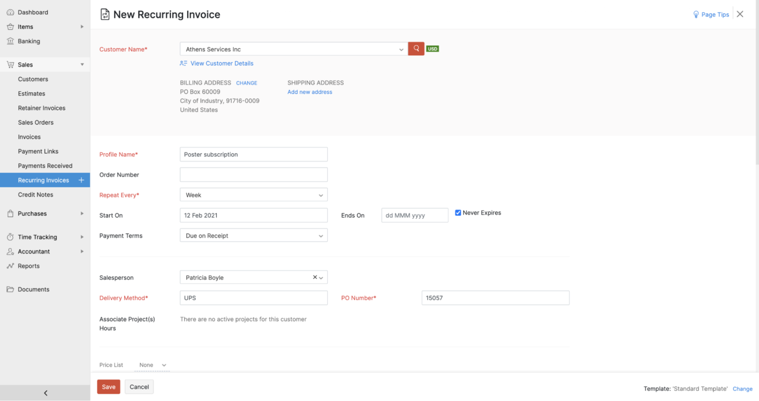 Zoho Books screenshot - 10 Mejores Programas de Contabilidad Inmobiliaria Analizados en 2026