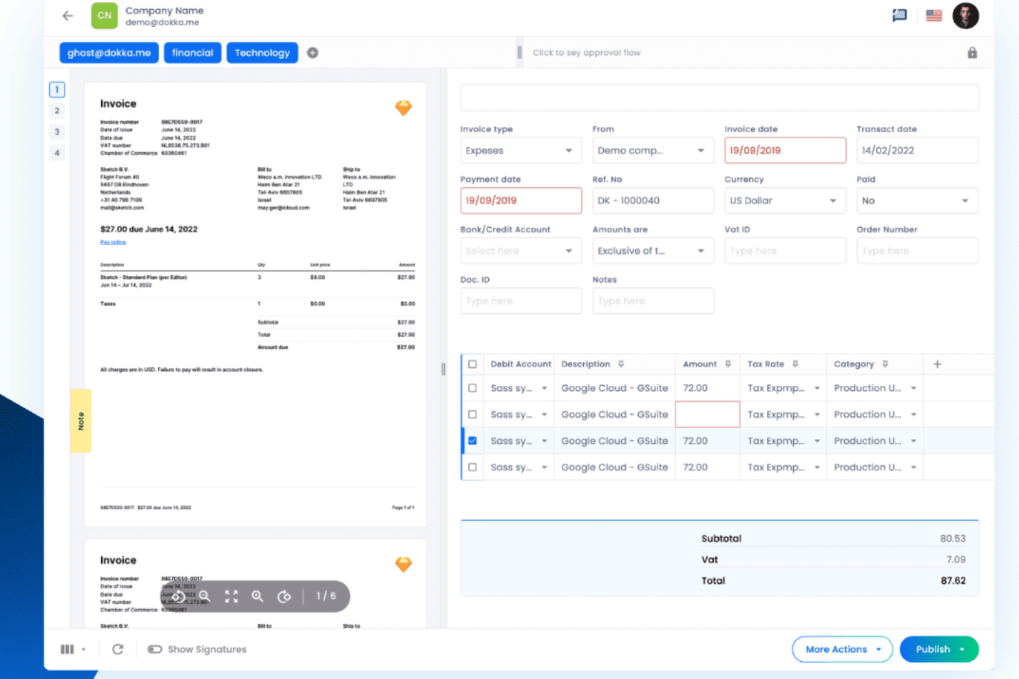 DOKKA screenshot - I 10 Migliori Software di Contabilità per Team Recensiti nel 2026
