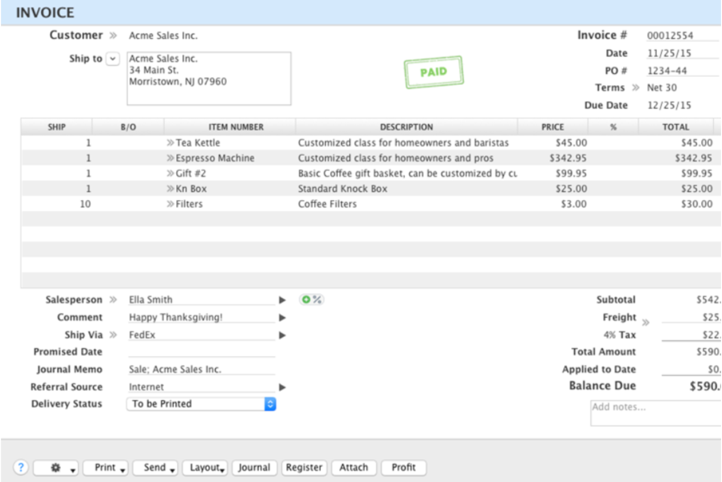 AccountEdge screenshot - 10 Mejores Alternativas a QuickBooks Revisadas en 2026