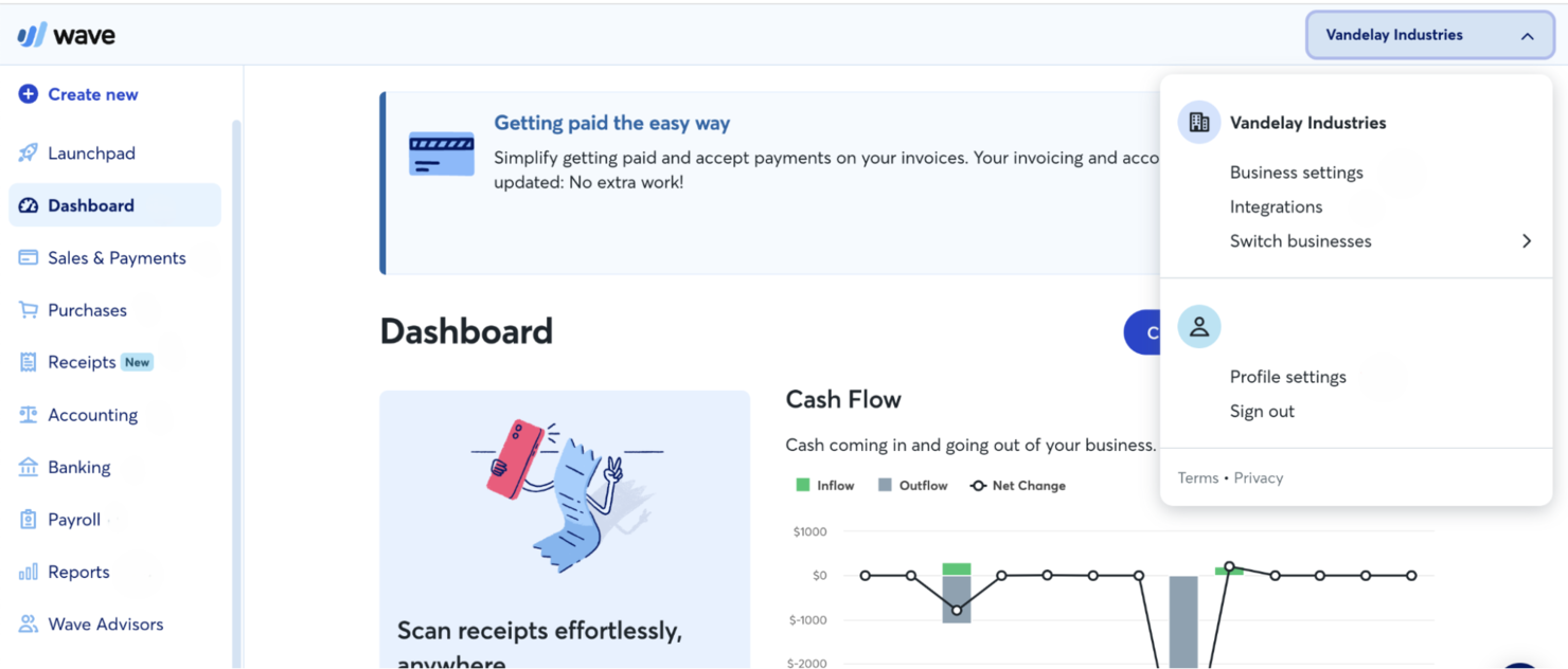 Wave screenshot - 10 Mejores Programas de Contabilidad con Portales para Clientes en 2026