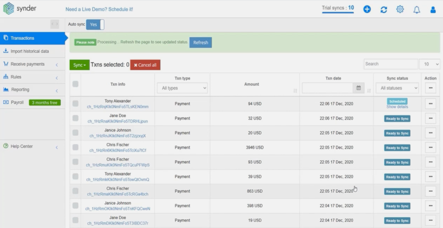 Synder screenshot - Los 10 mejores programas de contabilidad para startups analizados en 2026