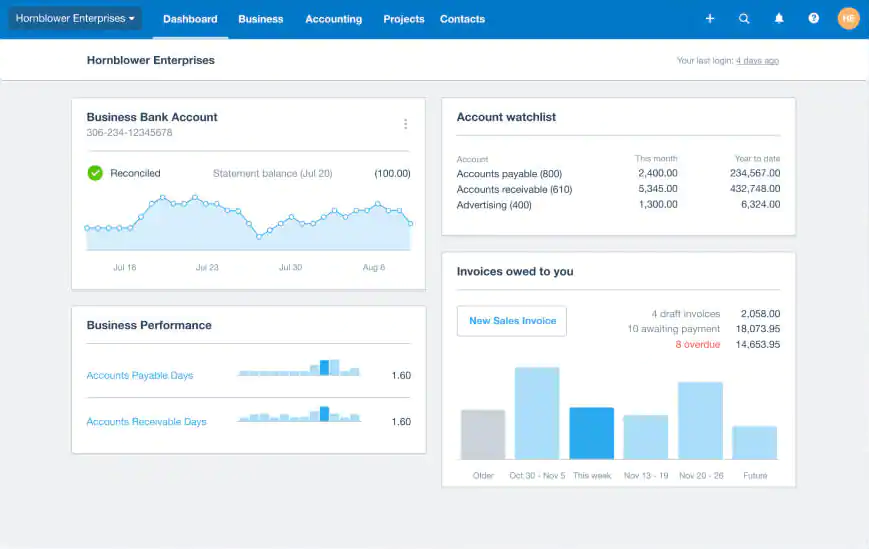 Xero screenshot - 10 Mejores Programas de Contabilidad para Agencias de Publicidad en 2026