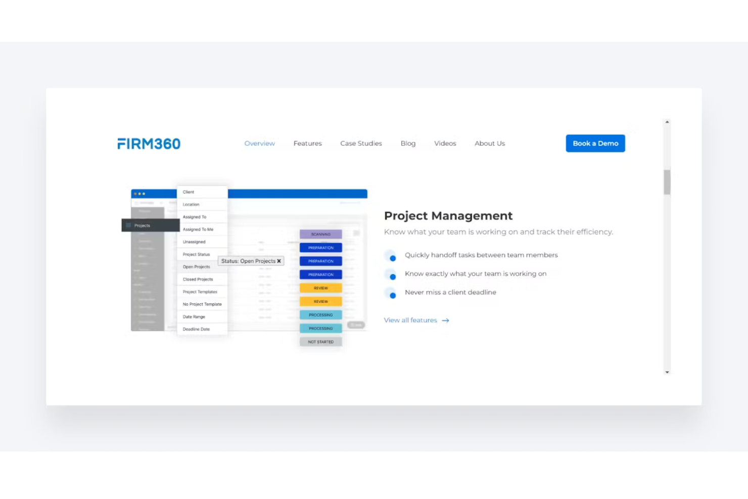 Firm360 screenshot - I 10 migliori software di gestione del flusso di lavoro contabile per il 2026