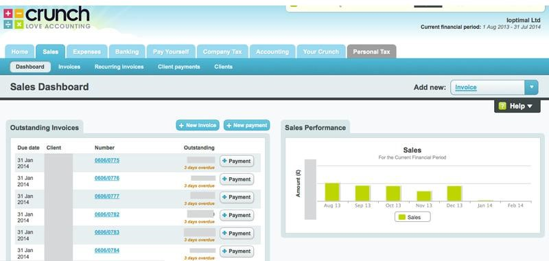 Crunch screenshot - I 10 migliori software di contabilità per agenzie pubblicitarie nel 2026