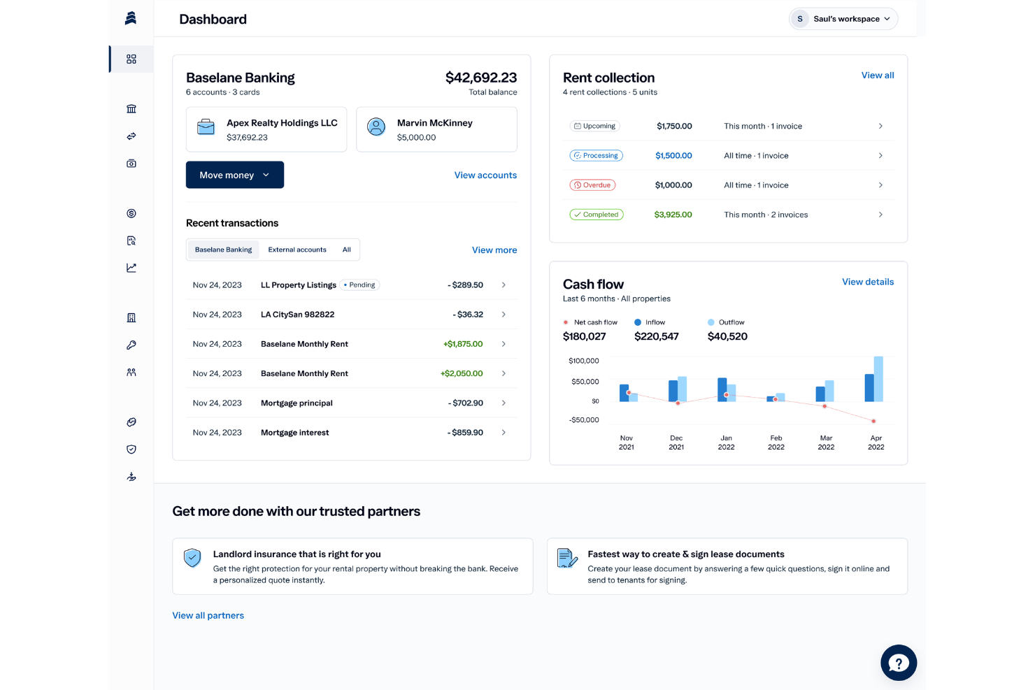 Baselane screenshot - I 10 Migliori Software di Contabilità per Proprietà in Affitto nel 2026