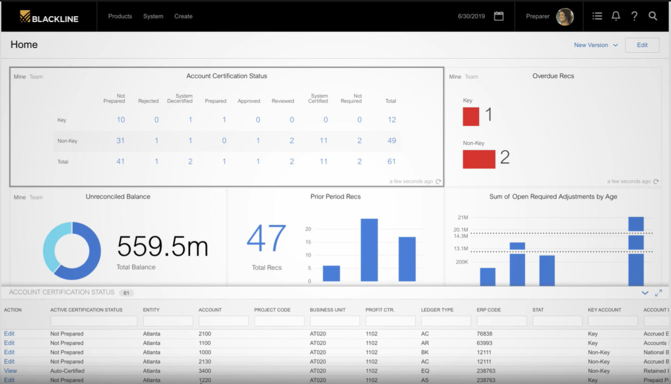 BlackLine screenshot - 10 mejores programas de contabilidad para empresas de servicios en 2026