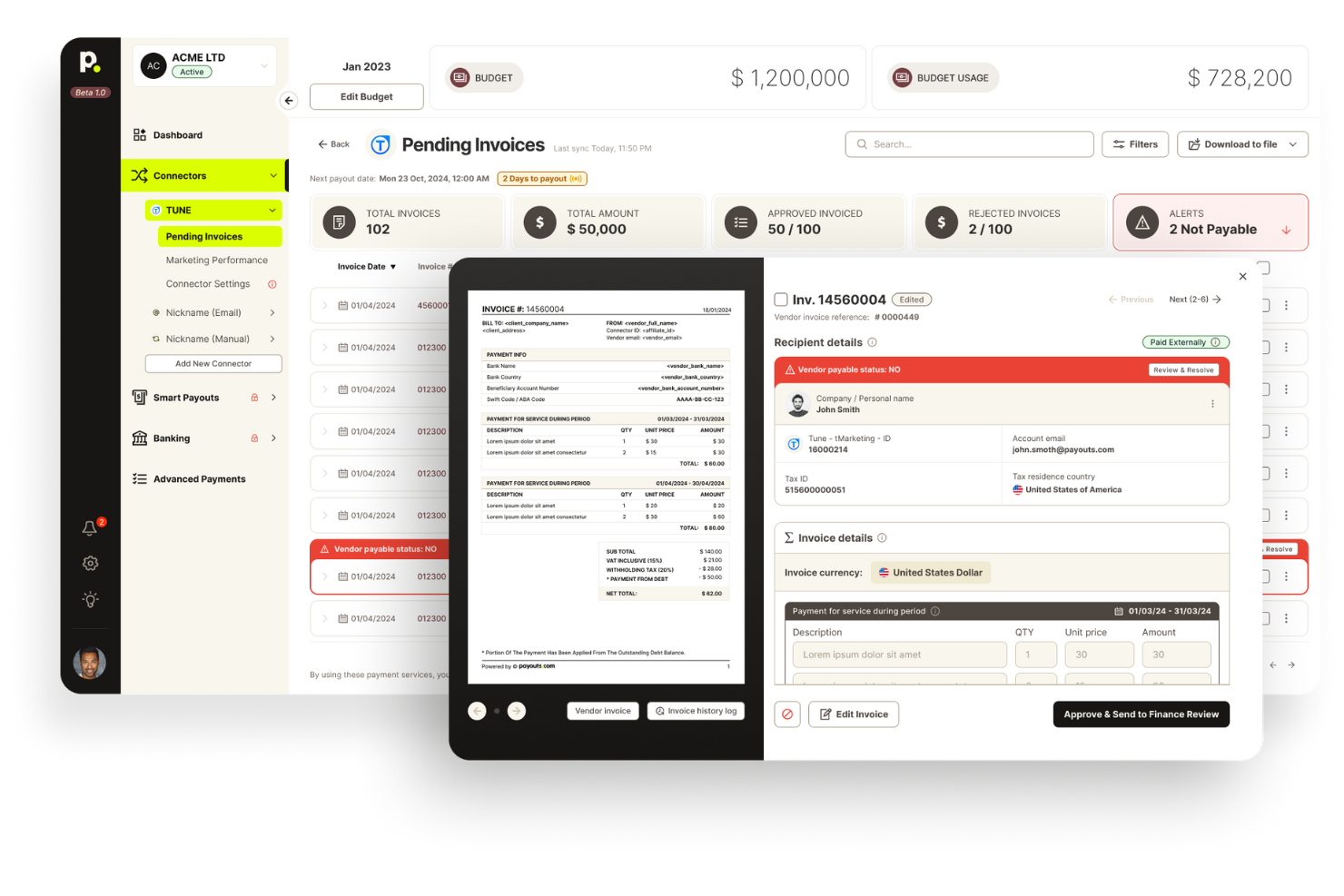 Payouts screenshot - I 10 migliori software di contabilità per freelance nel 2026