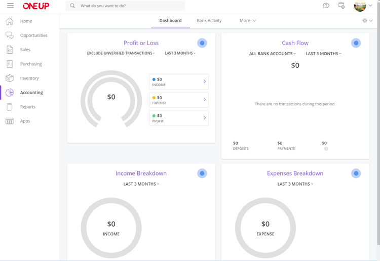 OneUp screenshot - 10 mejores programas de contabilidad para autónomos en 2026